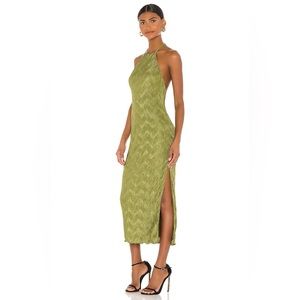 House of Harlow 1960 x Revolve olive green pleated dress